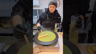 Banana Strawberry Green Crepe  Korean Street Food shortsvideo [upl. by Ciel]