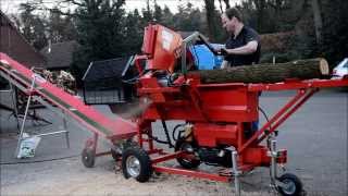 Produktvideo SägeSpaltAutomat Helsinki mit Förderband Holzspalter Säge [upl. by Retsek654]