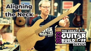 Custom Guitar Build  Aligning the Neck greatguitarbuildoff2023 [upl. by Pantin]