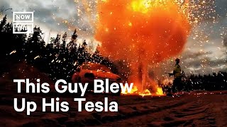 Man Blows Up Tesla Instead of Paying 22k in Repairs [upl. by Korey988]