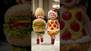 Cutest Baby Fashion Show Featuring FoodThemed Outfits KidsFashion RunwayShow AI YouTubeShorts [upl. by Esma]