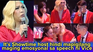 Its Showtime host hindi mapigilang maging emosyonal sa speech ni Vice Ganda [upl. by Ateekram]