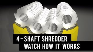 Industrial shredder how does a four shaft shredder work [upl. by Roydd]