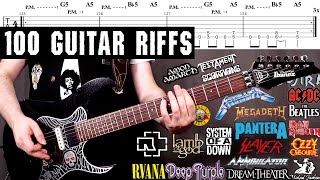 100 Guitar Riffs You Should Learn EASY to MASTER  With TABS [upl. by Adnilreb]