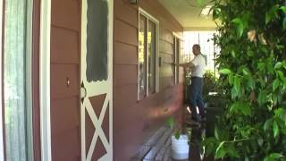 Washing a House Wood Siding Using Soap and a Brush [upl. by Verene]