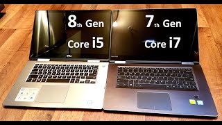 8th Gen Intel Core i5 vs 7th Gen i7 PERFORMANCE i58250U QUADCore vs i77500U DUALCore [upl. by Gamal]