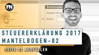 Mantelbogen 2017 ausfüllen  Elster Tutorial Mantelbogen Seite 2 ausfüllen  Steuererklärung 2017 [upl. by Hailed150]