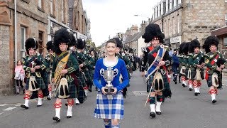 Drum Majors flourish during Huntly Pipe Bands 70th anniversary parade  Scotland Sept 2018 [upl. by Ibbor875]