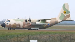 Israel  Air Force Lockheed KC130H 545 Landing At Belgrade Airport  ATC Comms [upl. by Zerla323]