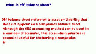 what is off balance sheet and why we made it  Bcom Sol du [upl. by Anitsirk189]