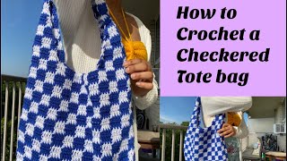 Checkered crochet bag tutorial [upl. by Olli]