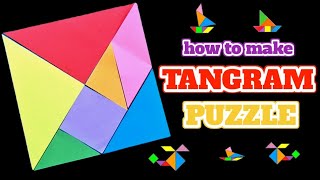 CARA MEMBUAT TANGRAM MUDAH  How to make Tangram Puzzle  Materi Bangun Datar [upl. by Ardnuhsal280]