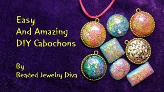 DIY Cabochons  Dichroic Look  Nail Polish Jewelry [upl. by Amla384]