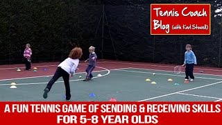 Fun kids tennis game for sending amp receiving skills 57 years  Red [upl. by Merrel]