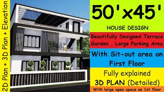 50X45 House Design  5045 House Plan  50 by 45 House Naksha  House Design with Terrace Garden  🏠 [upl. by Filler]