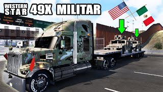 Camión CAMUFLAJEADO Transportando Vehiculos ARMY USA en la FRONTERA American Truck Simulator [upl. by Connelley]