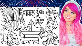 Coloring 4th of July Coloring Pages  American Flag Fireworks Star Teddy Bear amp USA Coloring [upl. by Ahasuerus]