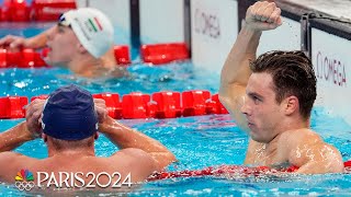 American Bobby Finke sets 1500m WORLD RECORD in wiretowire finale at Paris Olympics  NBC Sports [upl. by Lerrad]