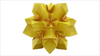 Origami DualColoured Kusudama Aileen Edwin Video Tutorial HD [upl. by Nylave]