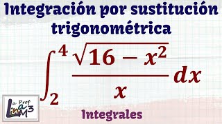 Integral por sustitución trigonométrica  Ejemplo 2  La Prof Lina M3 [upl. by Aerdnaeel]