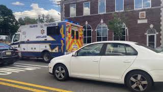 Teaneck Volunteer Ambulance 74 Responding with AIR HORNS on Cedar Lane in Teaneck New Jersey [upl. by Nohsreg]