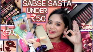 Itna Sasta 😱 Makeup Challenge under ₹50 Shocked  isse bhi sasta aur kya milega  Ronak Qureshi [upl. by Nyladnar811]