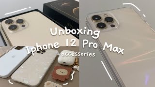 Unboxing iphone 12 pro max gold  accessories ♡ [upl. by Harvey]