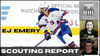 EJ EMERY Scouting Report  Big Mobile SHUTDOWN RightShot Defenseman [upl. by Ardnasil]