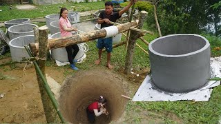 Girl Living the island Off The Grid Built Deep Hole Water Well  Dig A Round Hole in The Underground [upl. by Callas503]