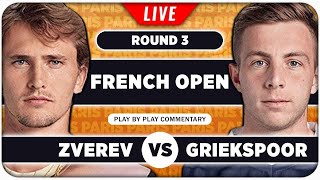 ZVEREV vs GRIEKSPOOR • French Open 2024 • LIVE Tennis PlaybyPlay Stream [upl. by Liahcim]