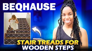 BEQHAUSE STAIRTREADS FOR WOODEN STEPS  NON SLIP TREAD MACHINE WASHABLE CARPET STAIRS FOR PETS [upl. by Ilrebmyk]