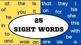 25 Sight Words for Kindergarten 1  Vocabulary Words Learn Kindergarten Sight Words Easy Learning [upl. by Htebazileyram]