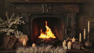 Dark old fireplace with white flowers  4k TV screensaver for Relaxing Sleep Study Enjoy [upl. by Judson]