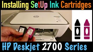 Installing Setup Ink Cartridges in HP Deskjet 2700 AllInOne Printer [upl. by Bailie]