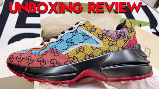 Unboxing Review Gucci Rhyton Sneaker Detailed Unboxing Review [upl. by Kerri671]