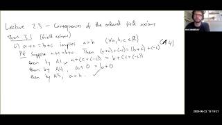 Lecture 23  Proofs With the Ordered Field Axioms [upl. by Uhej]