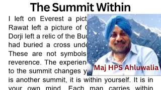 The Summit Within  Maj HPS Ahluwalia  English Story  Translation  English Class 8 NCERT Reading [upl. by Yrellav]