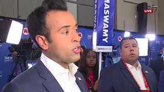 GOP Presidential candidate Vivek Ramaswamy speaks in the spin room after the debate [upl. by Ococ244]