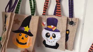 Halloween Fabric Bag Children Package Sugar Cartoon Witch Halloween Bags [upl. by Eiclud]