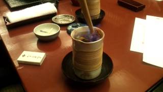 ふぐひれ酒に火を付ける Fugu Hire Zake Sake with Fugu Fins with Flame [upl. by Eiuqram]