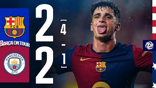 HIGHLIGHTS  FC BARCELONA 2 4  1 2 MANCHESTER CITY  USA TOUR 2024 [upl. by Erotavlas]