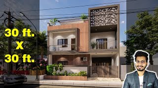 30X30 Feet House Design 3D  100 Gaj  900 sqft  3030 house design  9X9 Meter  DV Studio [upl. by Ilyssa]