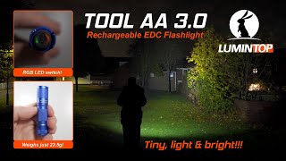 LUMINTOP TOOL AA 30  900 lumens AA14500 EDC flashlight with RGB LED switch  TypeC [upl. by Atekihc]