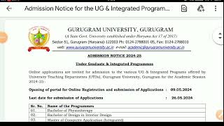 Gurugram university admission 202425 list of courses in gurugram university [upl. by Seni]