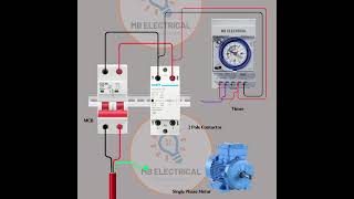 Single phase motor Wiring with Timer ⏰⏱️ youtube wiring electrical youtubeshorts shorts viral [upl. by Ruddie]