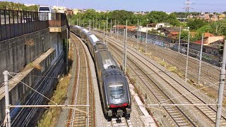 Treno Hitachi Rock ETR521 regionale in arrivo alla stazione ferroviaria di Roma Tiburtina [upl. by Rabush]