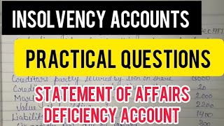 Insolvency Account BCom 1st year  Practical Questions Statement Of Affairs amp Deficiency Account [upl. by Theresina]