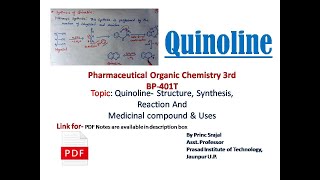 Quinoline Structure Synthesis Reaction amp Medicinal compound  Explained step by step [upl. by Maram]