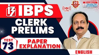 IBPS CLERK PRELIMS  MOCK TEST73  ENGLISH  PRACTICE QUESTIONS amp EXAM APPROACH [upl. by Etterual]