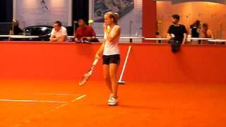 Agnes Szavay Training with Olga Govortsova  Porsche Tennis Grand Prix 2010 Stuttgart Pt 3 [upl. by Ynattib]